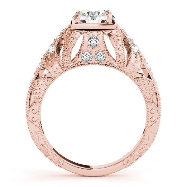 Brilliant Antique Round Diamond Engagement Ring in 10K/14K gold and platinum with certified lab-grown or natural diamonds