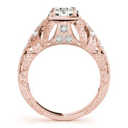 Brilliant Antique Round Diamond Engagement Ring in 10K/14K gold and platinum with certified lab-grown or natural diamonds