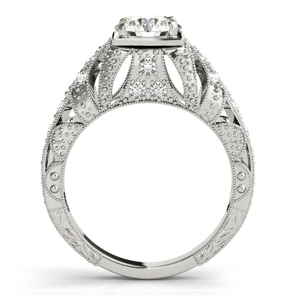 Brilliant Antique Round Diamond Engagement Ring in 10K/14K gold and platinum with certified lab-grown or natural diamonds