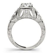 Brilliant Antique Round Diamond Engagement Ring in 10K/14K gold and platinum with certified lab-grown or natural diamonds