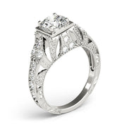 Brilliant Antique Round Diamond Engagement Ring in 10K/14K gold and platinum with certified lab-grown or natural diamonds