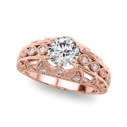 Majestic Antique Round Diamond Engagement Ring in 10K/14K gold and platinum with certified lab-grown or natural diamonds