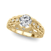 Majestic Antique Round Diamond Engagement Ring in 10K/14K gold and platinum with certified lab-grown or natural diamonds