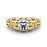 Majestic Antique Round Diamond Engagement Ring in 10K/14K gold and platinum with certified lab-grown or natural diamonds