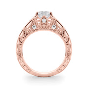 Majestic Antique Round Diamond Engagement Ring in 10K/14K gold and platinum with certified lab-grown or natural diamonds