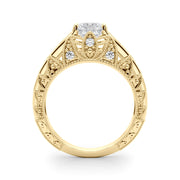 Majestic Antique Round Diamond Engagement Ring in 10K/14K gold and platinum with certified lab-grown or natural diamonds