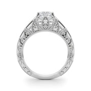 Majestic Antique Round Diamond Engagement Ring in 10K/14K gold and platinum with certified lab-grown or natural diamonds