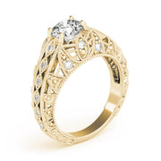 Majestic Antique Round Diamond Engagement Ring in 10K/14K gold and platinum with certified lab-grown or natural diamonds