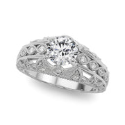 Majestic Antique Round Diamond Engagement Ring in 10K/14K gold and platinum with certified lab-grown or natural diamonds