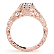 Sculpted Antique Round Diamond Engagement Ring in 10K/14K gold and platinum with certified lab-grown or natural diamonds