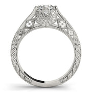 Sculpted Antique Round Diamond Engagement Ring in 10K/14K gold and platinum with certified lab-grown or natural diamonds