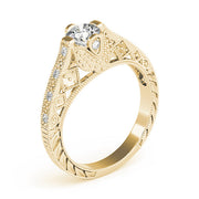 Sculpted Antique Round Diamond Engagement Ring in 10K/14K gold and platinum with certified lab-grown or natural diamonds