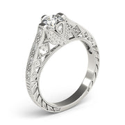 Sculpted Antique Round Diamond Engagement Ring in 10K/14K gold and platinum with certified lab-grown or natural diamonds