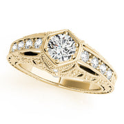 Couture Antique Round Diamond Engagement Ring in 10K/14K gold and platinum with certified lab-grown or natural diamonds
