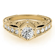Couture Antique Round Diamond Engagement Ring in 10K/14K gold and platinum with certified lab-grown or natural diamonds