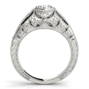 Couture Antique Round Diamond Engagement Ring in 10K/14K gold and platinum with certified lab-grown or natural diamonds