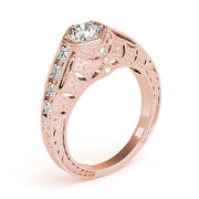 Couture Antique Round Diamond Engagement Ring in 10K/14K gold and platinum with certified lab-grown or natural diamonds