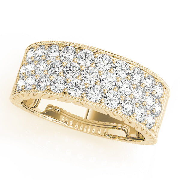 Multi Row Pavé Milgrain Engagement Rings Half Eternity Ring in 10K/14K gold and platinum with certified lab-grown or natural diamonds