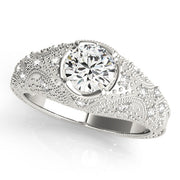 Romantic Antique Round Diamond Engagement Ring in 10K/14K gold and platinum with certified lab-grown or natural diamonds