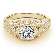 Romantic Antique Round Diamond Engagement Ring in 10K/14K gold and platinum with certified lab-grown or natural diamonds