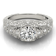 Romantic Antique Round Diamond Engagement Ring in 10K/14K gold and platinum with certified lab-grown or natural diamonds
