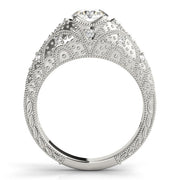 Romantic Antique Round Diamond Engagement Ring in 10K/14K gold and platinum with certified lab-grown or natural diamonds