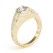 Romantic Antique Round Diamond Engagement Ring in 10K/14K gold and platinum with certified lab-grown or natural diamonds
