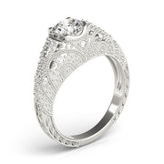 Romantic Antique Round Diamond Engagement Ring in 10K/14K gold and platinum with certified lab-grown or natural diamonds