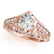 Statement Antique Round Diamond Engagement Ring in 10K/14K gold and platinum with certified lab-grown or natural diamonds