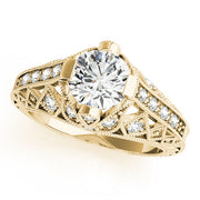Statement Antique Round Diamond Engagement Ring in 10K/14K gold and platinum with certified lab-grown or natural diamonds