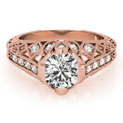 Statement Antique Round Diamond Engagement Ring in 10K/14K gold and platinum with certified lab-grown or natural diamonds