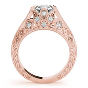 Statement Antique Round Diamond Engagement Ring in 10K/14K gold and platinum with certified lab-grown or natural diamonds