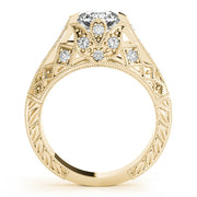 Statement Antique Round Diamond Engagement Ring in 10K/14K gold and platinum with certified lab-grown or natural diamonds