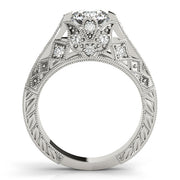 Statement Antique Round Diamond Engagement Ring in 10K/14K gold and platinum with certified lab-grown or natural diamonds
