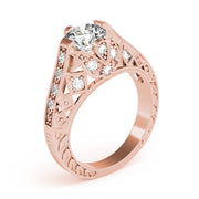 Statement Antique Round Diamond Engagement Ring in 10K/14K gold and platinum with certified lab-grown or natural diamonds