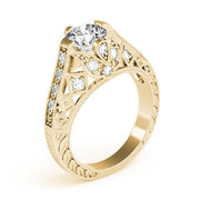 Statement Antique Round Diamond Engagement Ring in 10K/14K gold and platinum with certified lab-grown or natural diamonds