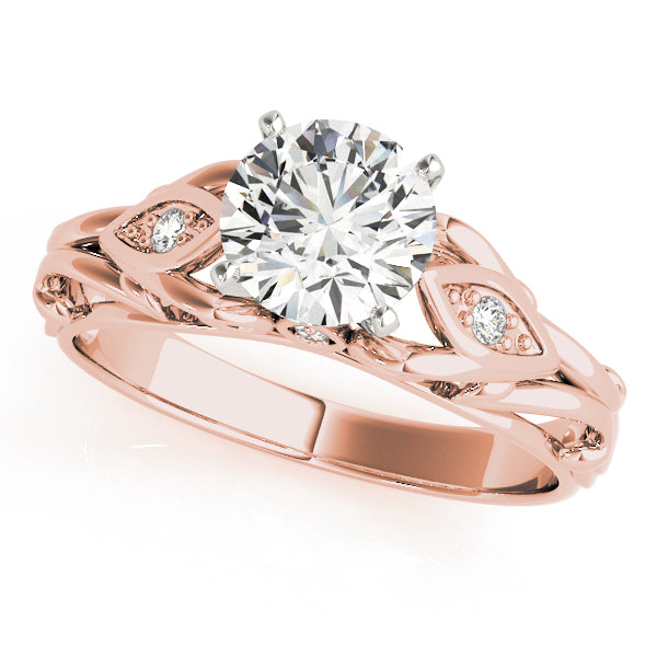 Opulent Solitaires Any Shape Round Diamond Engagement Ring in 10K/14K gold and platinum with certified lab-grown or natural diamonds