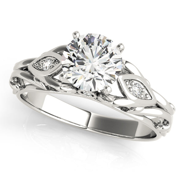 Opulent Solitaires Any Shape Round Diamond Engagement Ring in 10K/14K gold and platinum with certified lab-grown or natural diamonds