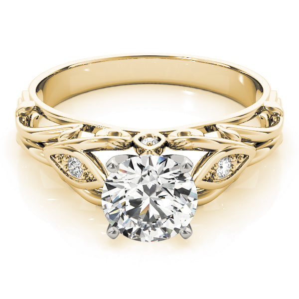 Opulent Solitaires Any Shape Round Diamond Engagement Ring in 10K/14K gold and platinum with certified lab-grown or natural diamonds