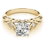 Opulent Solitaires Any Shape Round Diamond Engagement Ring in 10K/14K gold and platinum with certified lab-grown or natural diamonds