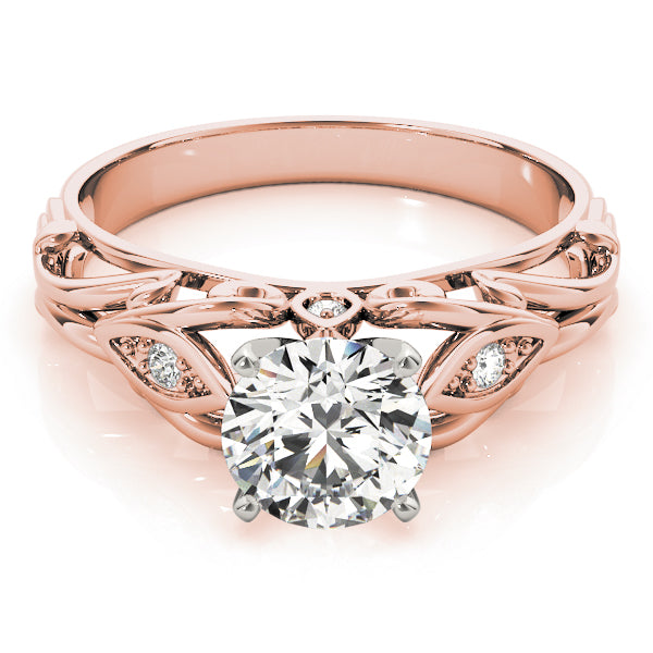 Opulent Solitaires Any Shape Round Diamond Engagement Ring in 10K/14K gold and platinum with certified lab-grown or natural diamonds