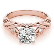 Opulent Solitaires Any Shape Round Diamond Engagement Ring in 10K/14K gold and platinum with certified lab-grown or natural diamonds