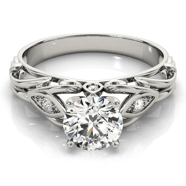 Opulent Solitaires Any Shape Round Diamond Engagement Ring in 10K/14K gold and platinum with certified lab-grown or natural diamonds