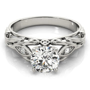 Opulent Solitaires Any Shape Round Diamond Engagement Ring in 10K/14K gold and platinum with certified lab-grown or natural diamonds