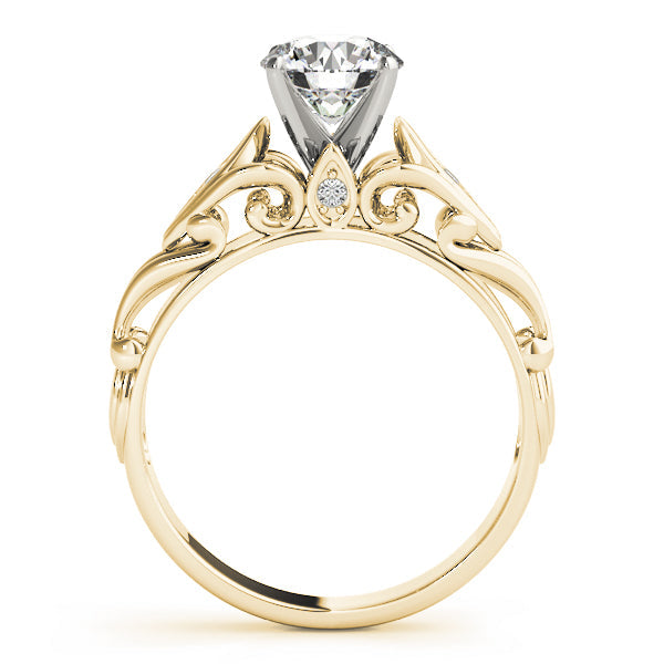 Opulent Solitaires Any Shape Round Diamond Engagement Ring in 10K/14K gold and platinum with certified lab-grown or natural diamonds