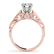 Opulent Solitaires Any Shape Round Diamond Engagement Ring in 10K/14K gold and platinum with certified lab-grown or natural diamonds