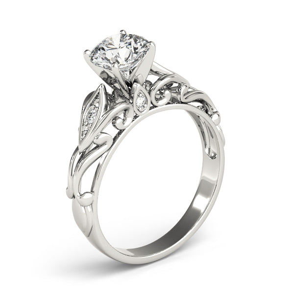 Opulent Solitaires Any Shape Round Diamond Engagement Ring in 10K/14K gold and platinum with certified lab-grown or natural diamonds