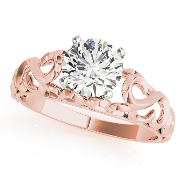 Crowned Solitaires Round Diamond Engagement Ring in 10K/14K gold and platinum with certified lab-grown or natural diamonds