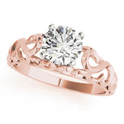 Crowned Solitaires Round Diamond Engagement Ring in 10K/14K gold and platinum with certified lab-grown or natural diamonds