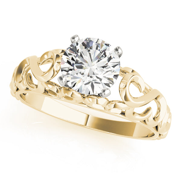 Crowned Solitaires Round Diamond Engagement Ring in 10K/14K gold and platinum with certified lab-grown or natural diamonds